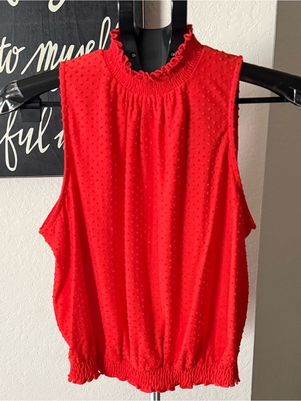 W5 Red Sleeveless Swiss Dot Top NWT